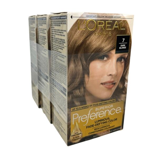L'Oreal Dark Blonde #7 Superior Preference Fade-Defying Hair Color LOT of 3 - Picture 1 of 8